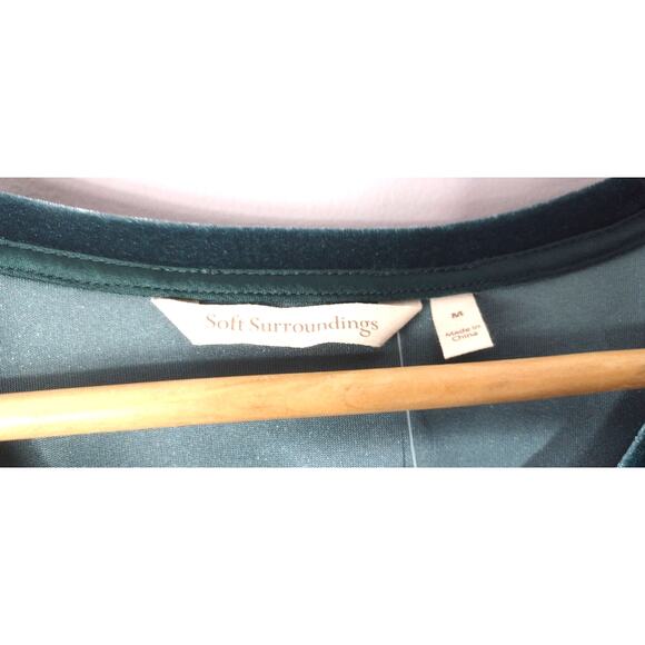 Soft Surroundings Short Santiago Knee Length Emerald Green Velvet Dress M - Picture 11 of 16